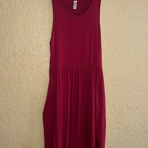 Burgundy Knit Jersey Sleeveless Dress